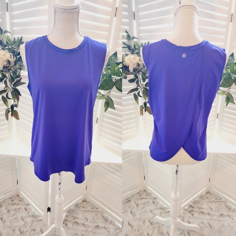 ATHLETA PURPLE SPLIT BACK NYLON ATHLETIC TOP SIZE MED